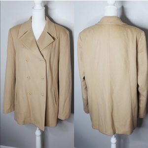 Tall Girl camel colored wool blend pea coat